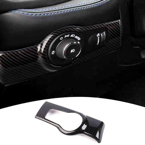 PDKLIN for Durango Headlight Switch Panel Trim Cover Compatible with Dodge Durango 2022 2023 2024 Carbon Fiber Interior Accessories