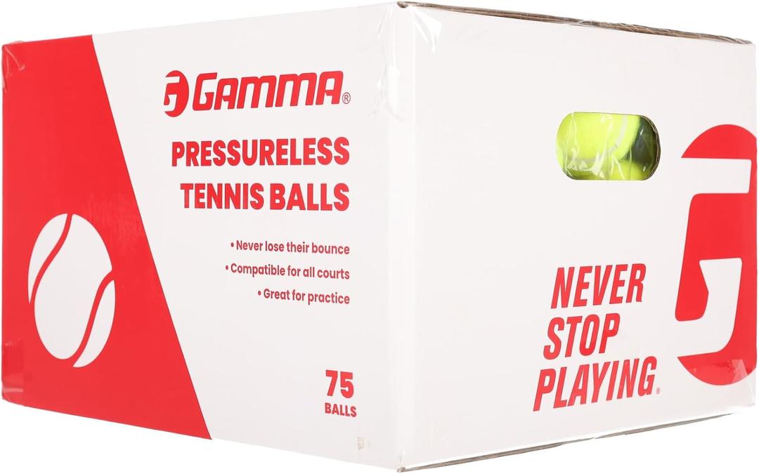 GAMMA Sports Pressureless Tennis Balls Box - Ideal for Practice, Teaching, and Training with High-Visbility Felt - Indoor and Outdoor Court Play -  75 Pack
