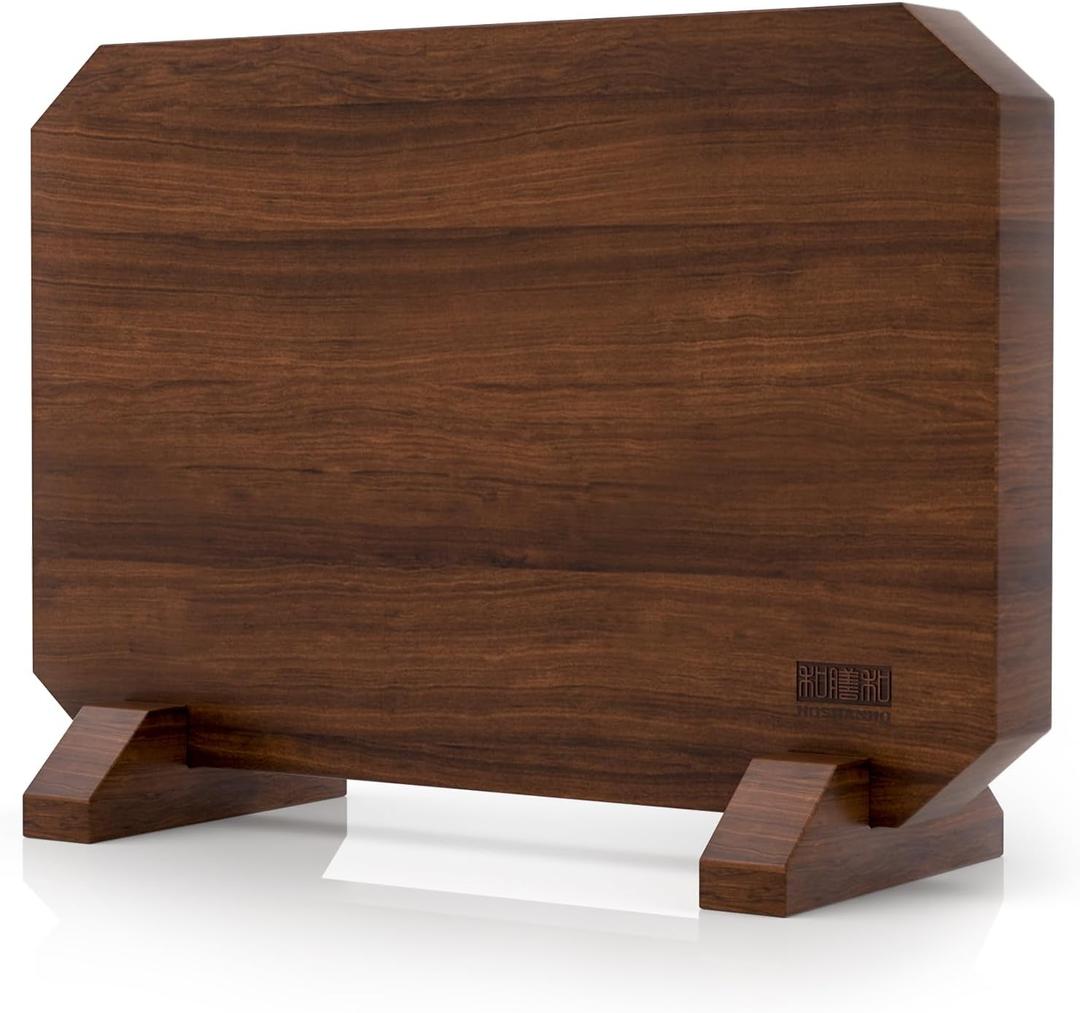 HOSHANHO Magnetic Knife Block, Thickened Acacia Wood Kitchen Knife Holder Stand with Strong Magnets, Multifunctional Double Side Knife Storage Organizer for Kitchen Counter (14*10*4.7 inch)