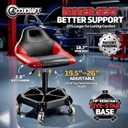 Rolling Shop Stool with Wheels, Garage Mechanic Stool with Backrest, Metal Heavy Duty Roller Mechanic Chair with Tool Tray, 5-Wheel Anti-tip Design,19.5"-26" Adjustable Height, 330 LBS Capacity