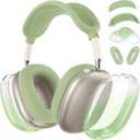 Silicone Case Cover for AirPods Max 2 Headphones,Clear Soft TPU Ear Cups Cover/Ear Pad Case Cover/Headband Cover for AirPods Max 2/1 (2026/2024/2020),Transparent Accessories for Apple AirPod Max,Green