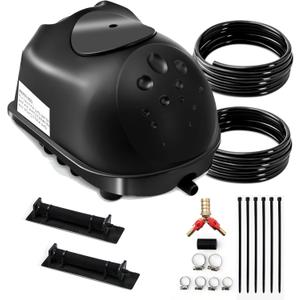 Luckerain Pond Aerator - 16000 Gallon Aerator for Outdoor Ponds, 2 Weighted Air Lines and 2 Submersible Diffusers, Black
