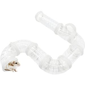 Tfwadmx Hamster Tube Toy DIY Assorted Small Cage Toys Pipe Tunnel Excercise for Rat Mouse Dwarf and Other Small Animals-White (Transparent)