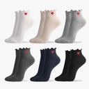 kikiya socks Women Ankle | 4-6 Pairs Heart Design Cute Animal Graphic Novelty Fruit Print Ladies Girls Cotton Socks | US 6-8