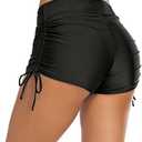 Bonneuitbebe Women's Swim Shorts High Waist Swimsuit Bottoms Adjustable Side Tie Bathing Suit Boyshorts Bikini Board Shorts Size L