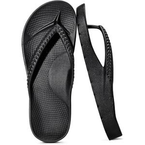 KIDMI Arch Support Flip Flops for Womens Comfortable Orthopedic Sandals for Plantar Fasciitis Beach Thong Slides, Black 43
