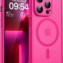 TOCOL for iPhone 13 Pro Case, Full Camera Protection, Compatible with Magsafe, Drop Protection, Translucent Magnetic Matte Phone Case for iPhone 13 Pro 6.1 inch (Hot Pink)