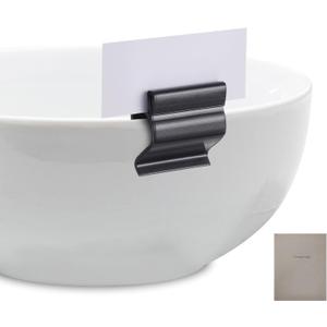 10 Pack Food Tray Label Holders Black Bowl Sign Clip Plastic Reusable Clip on Table Number Sign Holder for Cup Bowl Bake Pan Buffet Deli Trays Charcuterie Board (Labels Not Included)