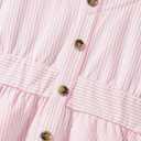 Girl Summer Striped Dress Ruffle Sleeve A Line Swing Casual Midi Dresses Pink 11-12Y (Pink)