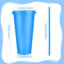 Hxezoc 16 Pieces Reusable Cups with Lids and Straws, 24 oz Glitter Plastic Tumbler Iced Coffee Cups Travel Mug Cup for Birthday Party, Smoothie Juices Beach Party, Bachelor Party (Blue)