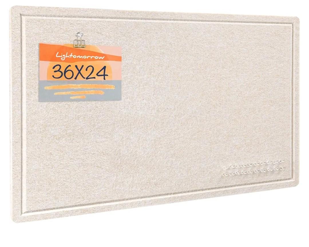 Lightomorrow Bulletin Board, 36 x 24 inches Felt Board - Decorative Pin Board, Cork Board Alternative for Wall, 3' x 2' Foldable Self-Adhesive Vision Board Prayer Board with 20 Pushpins - Oatmeal