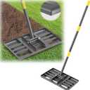 Lawn Leveling Rake, Heavy Duty 17"x10" Curved Ground Plate, 58" Long Handle Lawn Leveler Tool Landscape Rake for Compost Soil Dirt Sand Grass Peat Moss