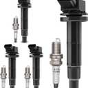 UF333 Ignition Coil Packs & 7092 Double Iridium Spark Plug Compatible with 2001-2012 Toyota Camry Corolla RAV4 Solara Matrix Highlander Lexus HS250h Scion xB TC C1330
