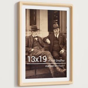 Heimlove 13x19 Picture Frames Natural Maple,Original Wood Hand Make Crafted Certificate Frame with Mat to 11x17 Graduation Picture Display,Family Picture,Wedding Picture,Diploma,Photo Wall Mounted
