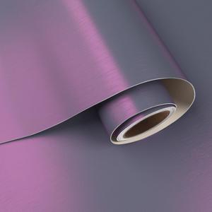 VaryPaper 32''x118'' Gradient Purple Stainless Steel Contact Paper for Appliance Refrigerator Vinyl Wrap Waterproof Brushed Metallic Peel and Stick Wallpaper for Fridge Dishwasher Countertop Wallpaper