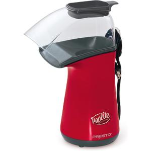Presto 04863 Poplite Hot Air Popcorn Popper - Built-In Measuring Cup + Melts Butter, Easy to Clean, Built-In Cord Wrap, 18 Cups, Red