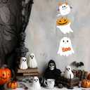 2 x Halloween Door Decorations Halloween Wreath Cute Ghost Decor Boo Sign Wooden Front Door Hanger Ghost Hanging Sign Wreath for Wall Indoor Home Decor