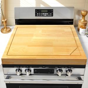 4 In 1 Noodle Board Stove Cover Lightweight Cutting Board Wood Stove Top Covers for Electric Stove, Glass Gas Stove Cover for Gas Burners - 30" x 22"(Outer) / 28.8” x 20.8”(Inner)