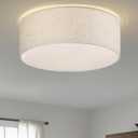 3-Light Ceiling Light Fixture, 13" Drum Flush Mount Ceiling Light, Modern Close to Ceiling Lights with Fabric Linen Shade for Hallway Bedroom Kitchen Dining Living Room