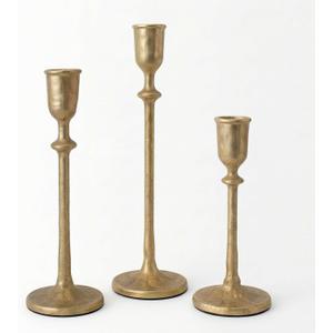 Antique Brass Candlestick Holders Set of 3, Cast Iron Taper Candle Holder for Dining Table Centerpiece, Wedding, Fireplace Mantel Decor, Vintage Tall Candle Stands, Christmas Decorations