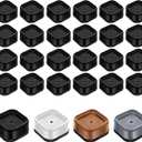 shouwuhho 24 Pack Furniture Risers Adjustable Bed Risers Heavy Duty Lifts Height 1", Square Stackable Bed Risers 1, 2 or 3 Inch for Desk Leg Table Couch Sofa Chair Bed Frame Legs Dorm, Black