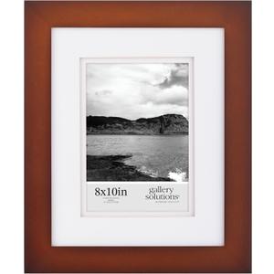 Gallery Solutions - 8"x10" Flat Walnut Frame - Rectangular Tabletop or Wall Mount - For 5"x7" Pictures - Premium Walnut Wood with Double White Mat - Versatile-Elegant For Home or Office Dcor - Traditional Photo Frame