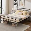 BDEUS Vintage Queen Metal Platform Bed Frame with Headboard and Footboard