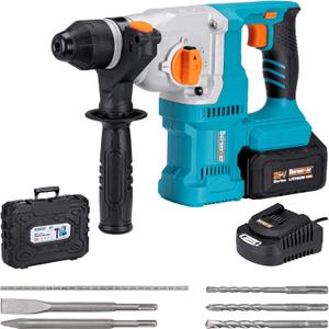 Berserker 1-1/8" SDS-Plus Cordless Rotary Hammer Drill for Concrete 111Pro
18.5V(20V Max) 4.0Ah Lithium-Ion Battery Powered with 3A Charger, 4 Functions Brushless Motor Variable Speed Safety Clutch