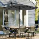 AreShark 9 FT Patio Umbrella for Outdoor, Outdoor Table Umbrella with Push Button Tilt and Crank, Outdoor Patio Umbrellas with 8 Sturdy Ribs for Market, Garden, Pool (Gray)