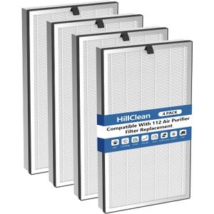 112 Replacement Filter Compatible with MA Series 112 V2.0 Air Purifier for Pollen,Smoke, 3 in 1 True HEPA Activated Carbon Filter, 4 Pack