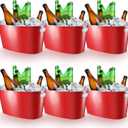 Hicarer Set Of 6 Galvanized Ice Bucket Galvanized Tub Ice Bucket for Parties Metal Beverage Buckets with Handles Wine Beer Champagne Vintage Buckets for Cocktails Mimosa Bar Supplies with Scoops