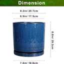 Eightpot Ceramic Planter - 8 Inch Plant Pot Indoor with Drainage Holes and Saucer Round Planter Outdoor Mid-Century Modern Flower Pot Succulent Pot for Home Decor Blue