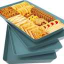 WOWBOX 4 pcs Serving Tray for Entertaining, Serving Platters for Snacks, Fruit, Cookies, Dessert, Reusable Plastic Trays for Serving Food and Pantry Organization in Kitchen & for Parties, (Green)