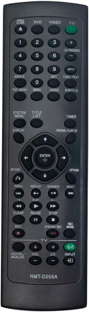RMT-D255A Replacement Remote Control Applicable for Sony VCR DVD Recorder RDR-VX535 RDR-VX560 RDRVX535 RDRVX560