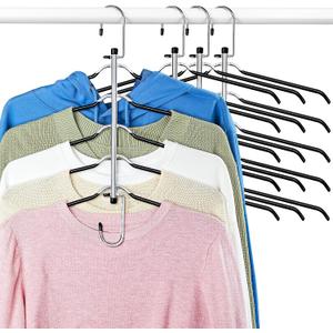Clothes Hangers Space Saving Shirt Hangers, Lomrsiul Non Slip PVC Coating Multi Blouse Hangers Shirt Organizer for Closet Organizers and Storage for T Shirt Sweater Hoodie Coat Dress Black 4 Pack, 17.4 x 16.54 x 0.51 inches