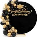 Frienda 2026 Graduation Round Arch Backdrop Cover 7.2 ft Circle Arch Backdrop Cover for Class of 2026 School Grad Photography Prom Party Photo Shoot Props Decorations (Black Gold)