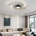 Ceiling Light Modern LED Ceiling Lamps,Flower Shape Ceiling Lights,Flush Mount Chandelier,Metal Acrylic Ceiling Lamps,Living Room Light Fixtures Ceiling for Bedroom,Dining Room(Black,28+1 Heads)