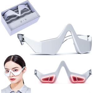 Under Eye Light Therapy Device for Eyes Glasses - Red Light Microcurrent Eye Massager with Modes, Red Light Therapy Eyes Bags & Wrinkles, Dark Circles Treatment Device Red Light Eye Mask for Eye Bags