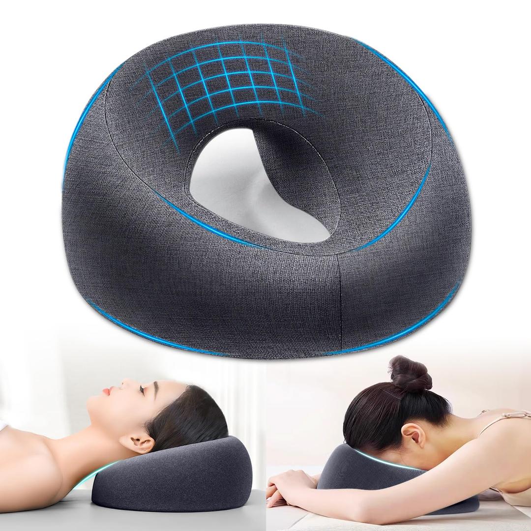 Face Down Pillow Massage Headrest for Bed Prone Down Sleeping,Pillow for Stomach Sleeper,BBL Pillow After Surgery,Face Cradle,Post Eye Surgery Recovery,Beach Tanning (Grey)
