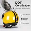 Yesmotor Open Face Motorcycle Helmets 3/4 Retro Moped Helmet DOT
