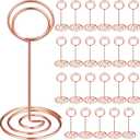 TecUnite 24 Pieces 3.35 Inch Table Number Holder Place Card Photo Holder Picture Name Menu Clips Memo Cards Stand for Wedding Reception Anniversary Birthday Party Centerpieces (Rose Gold)