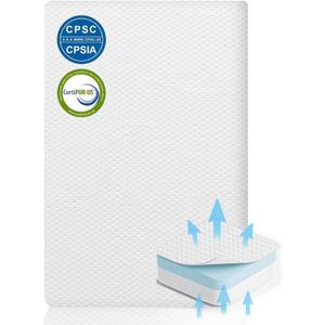 Lisara Bassinet Mattress, 41" x 29" Dual Sided Gel Memory Foam Mattress with Waterproof, Removable and Breathable Ice Silk Cover, Fit for 4moms Breeze Plus Portable Playard