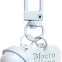 Heart Bell Keychains with Open Jump Buckle, Painted Metal Keychain Decor for Bag Purse Keys, DIY White Keychain Accessories with Heart Charm Bell (White)