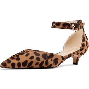 Aachcol Women Kitten Low Heel Ankle Strap Pumps Pointed Toe Sandals Dress Shoes Party Office Wedding 1.5 Inch, Size: 7