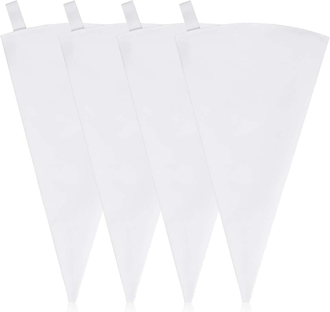 4 Pack 16" Reusable Pastry Piping Bags, Cloth Cake Decorating, White Cloth Frosting Bags, Icing Piping Bags Decorating Bags Icing Frosting Bags, White Hangable Piping Bags
