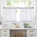 MIULEE 2 Panels Kitchen Tiers Half Window Sheer Curtains Rod Pocket Translucent Voile Drapes for Kitchen Bathroom Small Windows 29 by 24 Inch Greyish Lilac