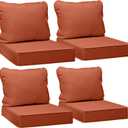 AAAAAcessories Outdoor Deep Seat Cushions, Waterproof, Fade-Resistant Patio Furniture Replacement Cushions, 24" x 24" x 5", Set of 4, Rust, 24"x24"x5" / 24"x19"