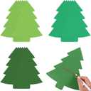 MixTeach 36 Pcs 12 Inch Christmas Tree Cutouts Paper Large Christmas Tree Shape Die Cuts Green Xmas Classroom Bulletin Board Decor with Glue Points for School DIY Craft Projects Holiday Party Supplies