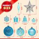 Joiedomi 71 Pcs Blue & White Christmas Ornaments Set, Assorted Christmas Tree Ornaments with Star Tree Topper, Shatterproof Hanging Balls Decor for Xmas Wreath Garland Holidays Party