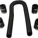 48" Black Stainless Steel Radiator Flexible Coolant Hose Kit With Caps Universal